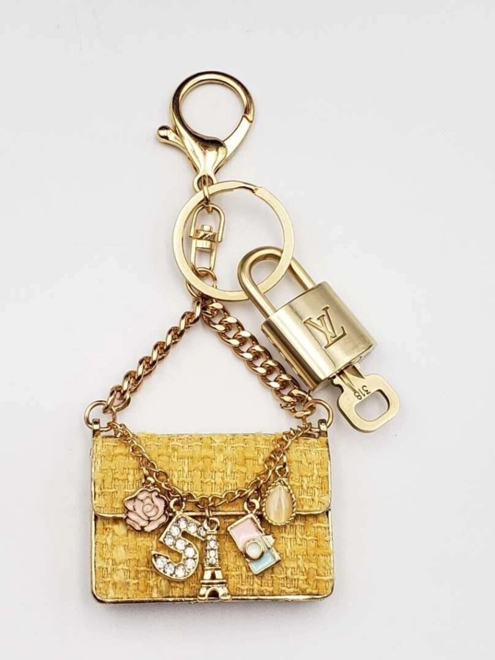 Louis Vuitton Gold Lock 🔒 Authentic LV Key + Unbranded Bag Charm - Picture 4 of 8